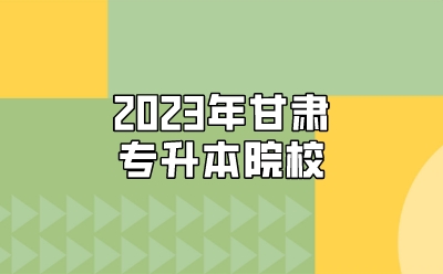 2023年甘肃专升本院校