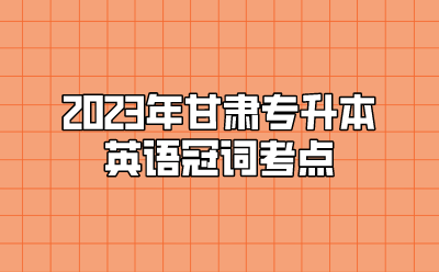 2023年甘肃专升本英语冠词考点