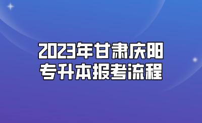 2023年甘肃庆阳专升本报考流程